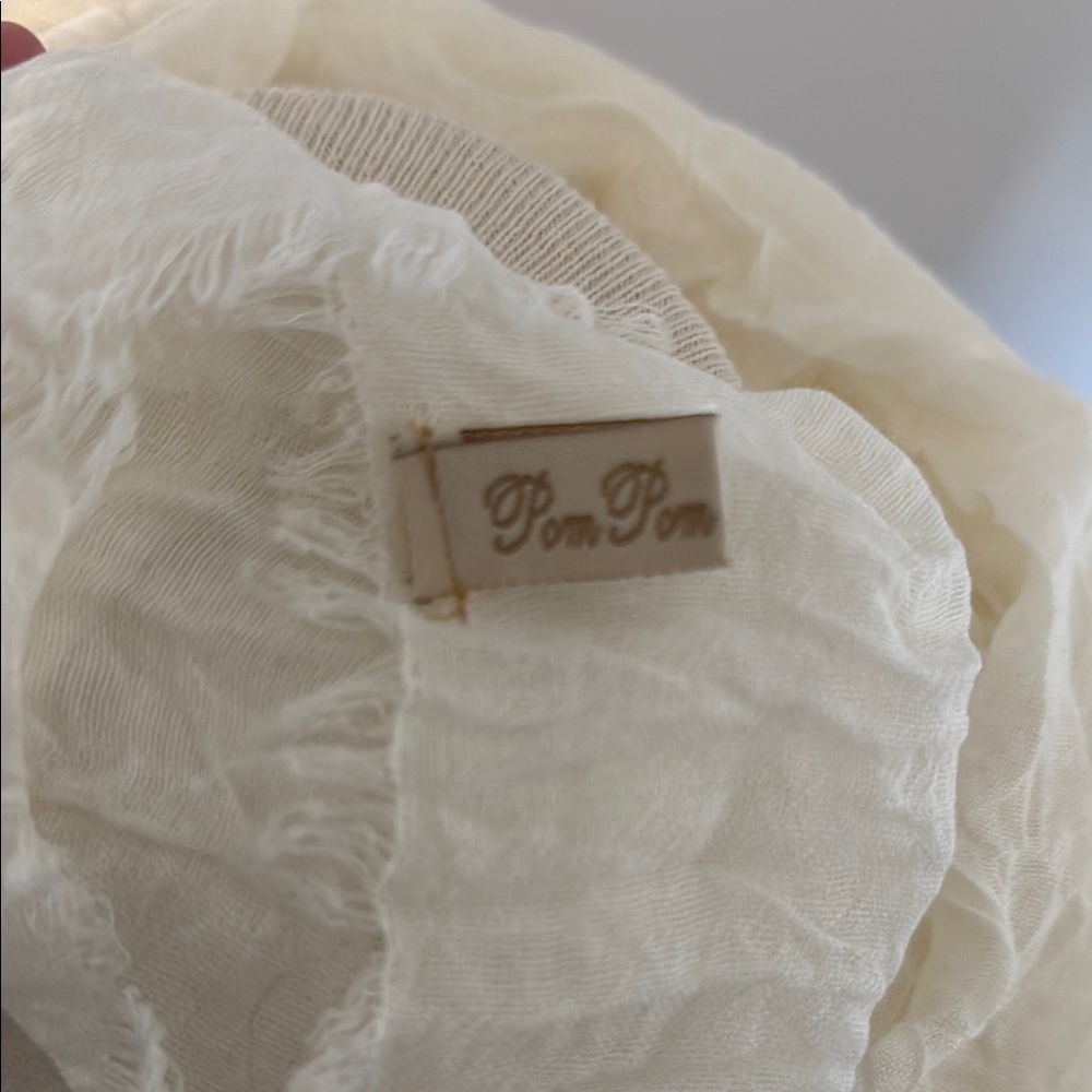 Pom Pom at Home Cream Scarf Lightweight Neutral Shawl Wrap - Picture 2 of 3